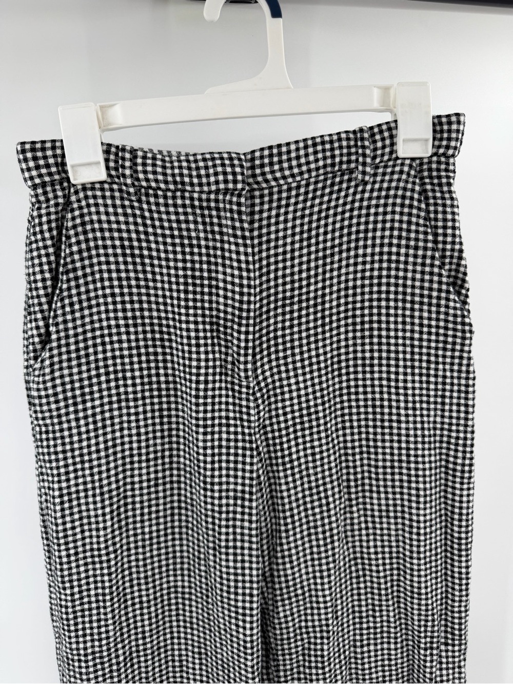 Abercrombie & Fitch Straight Leg Black & White Gingham Linen Blend Pants Size 2 - Picture 4 of 6
